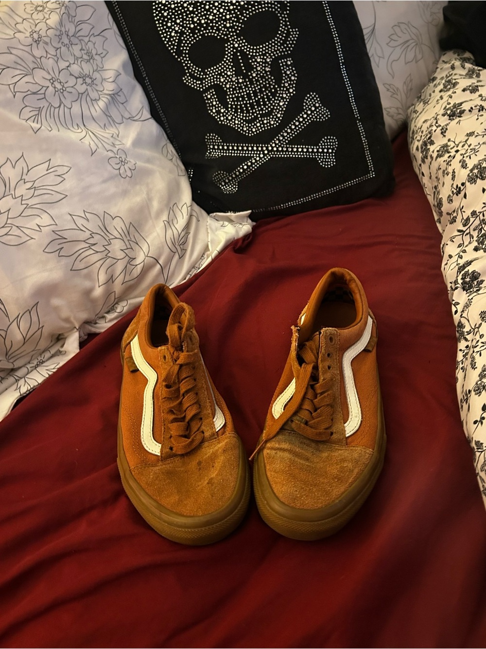 Vans Men's Low-Top Suede Sneakers in Rust with White Stripe